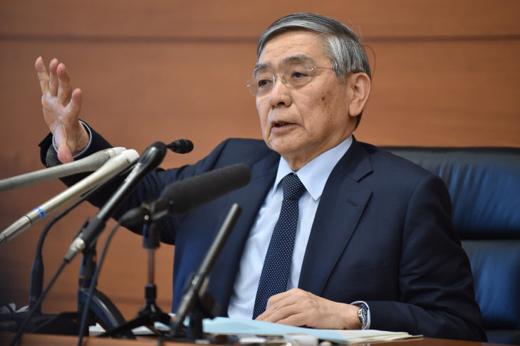 추가 금융완화 발표하는 구로다 일본은행 총재