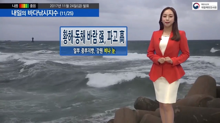 [내일의 바다날씨 낚시지수 11월 25일] 대부분 해안 초속 10m이상 강풍, 동해 황해 파고 높아요
