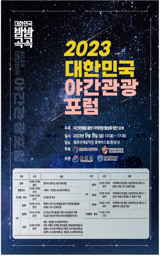 대한민국 야간관광 포럼 통영 개최(포스터)
